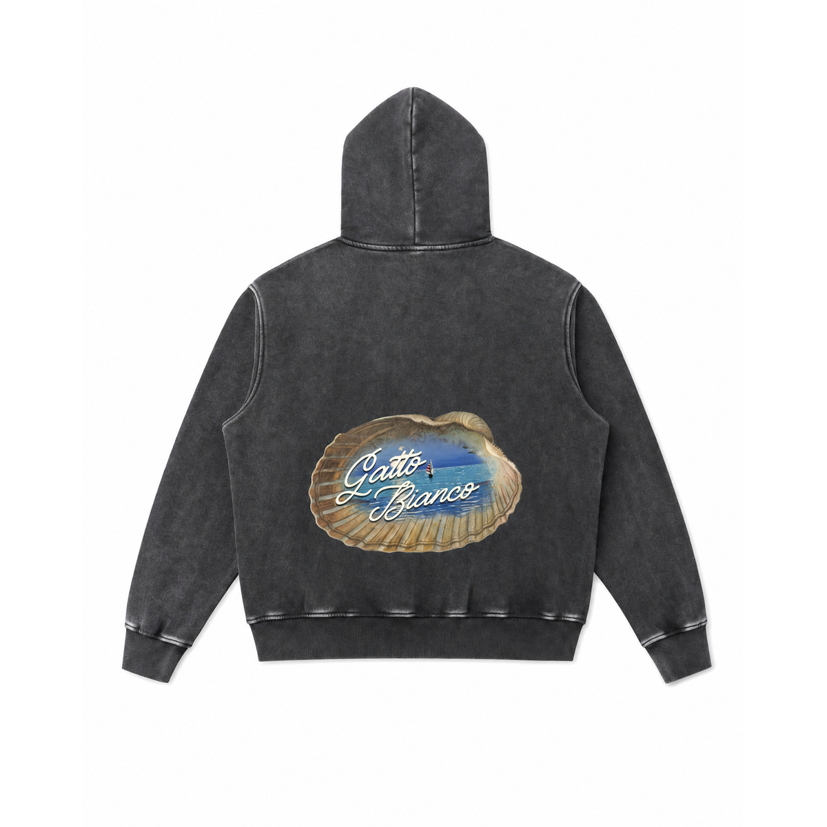 Alba Hoodie in Black — back product view. Gatto Bianco Palace.