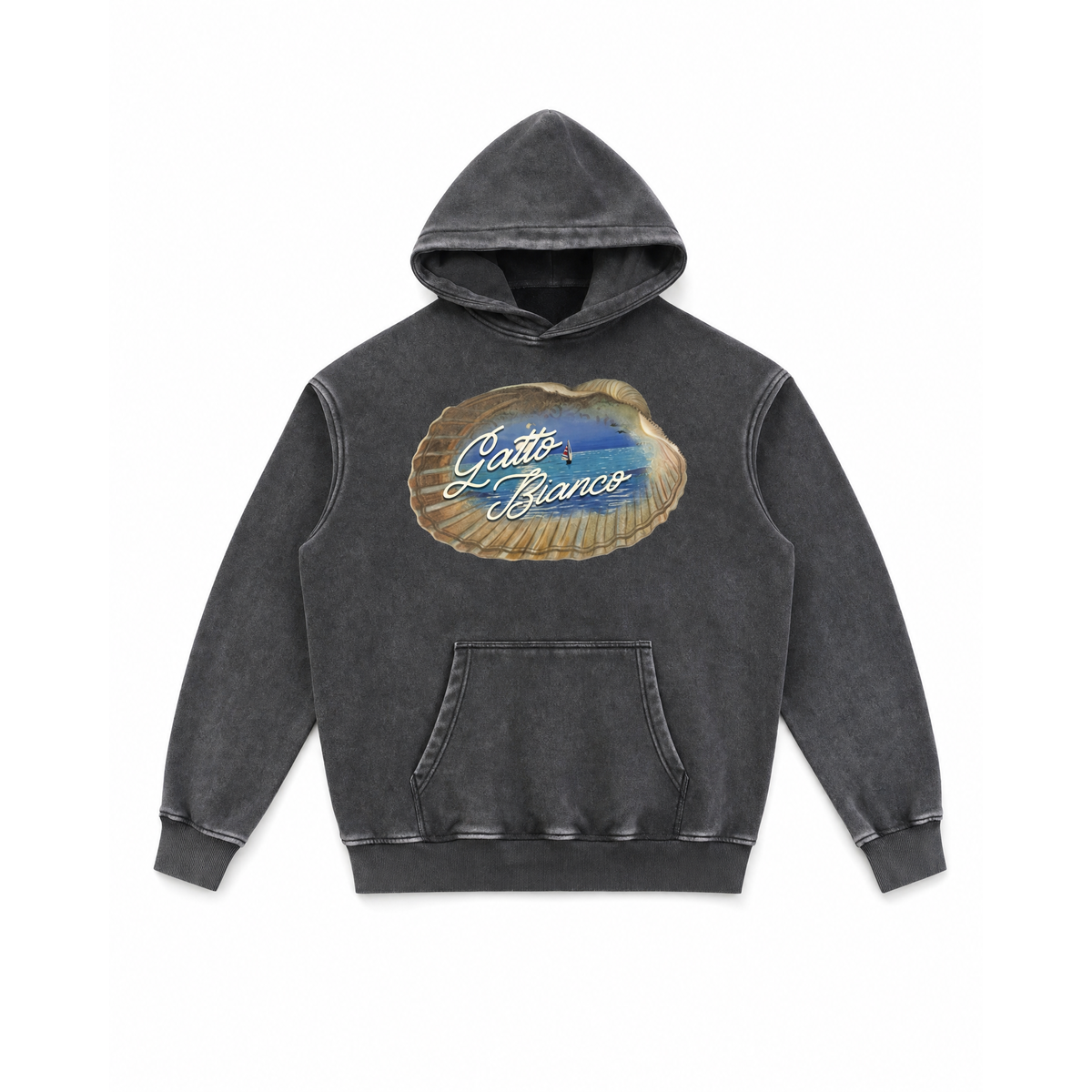 Alba Hoodie in Black — front product view. Gatto Bianco Palace.